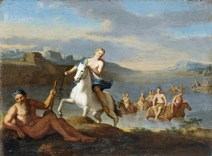 Clelia crossing the Tiber Painting by Gerard Hoet