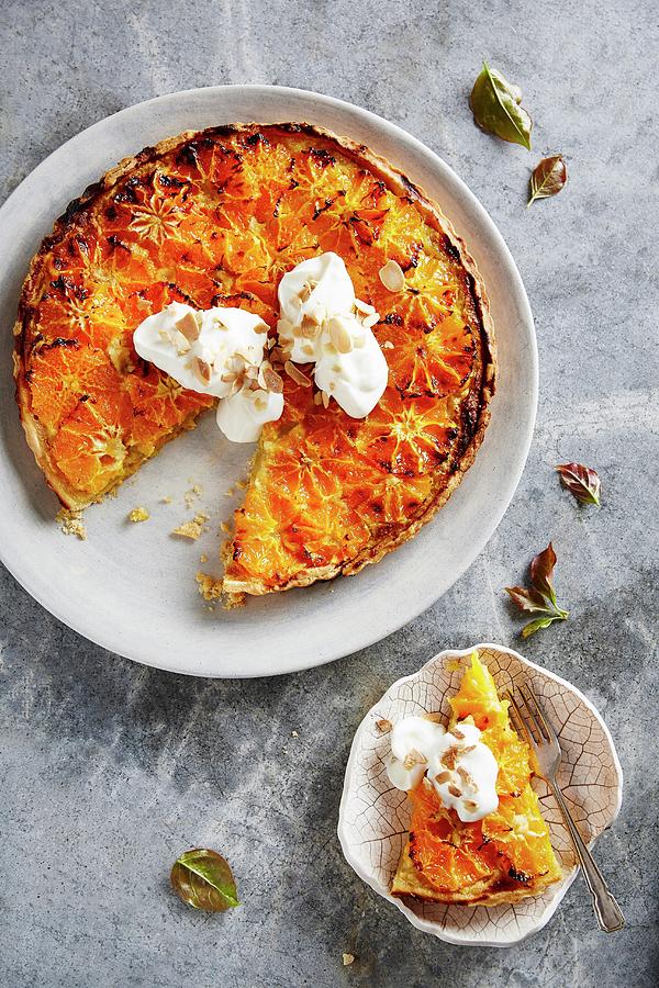 Clementine And Frangipane Tart With Almonds Photograph by Great Stock!