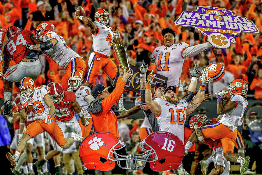 Clemson Tigers Painting - Clemson Tigers National Champions 2016 NCAA College Football Art 1 Full by Rich Image