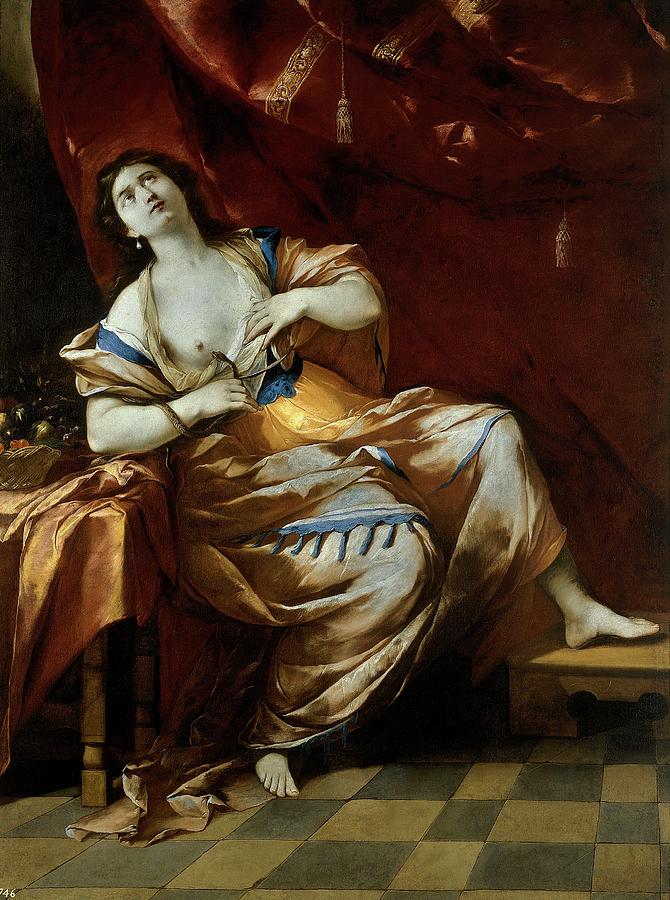 Cleopatra dandose muerte, 17th century, Italian School, Canvas, 199 cm x 150 c... Painting by Andrea Vaccaro -c 1600-1670-