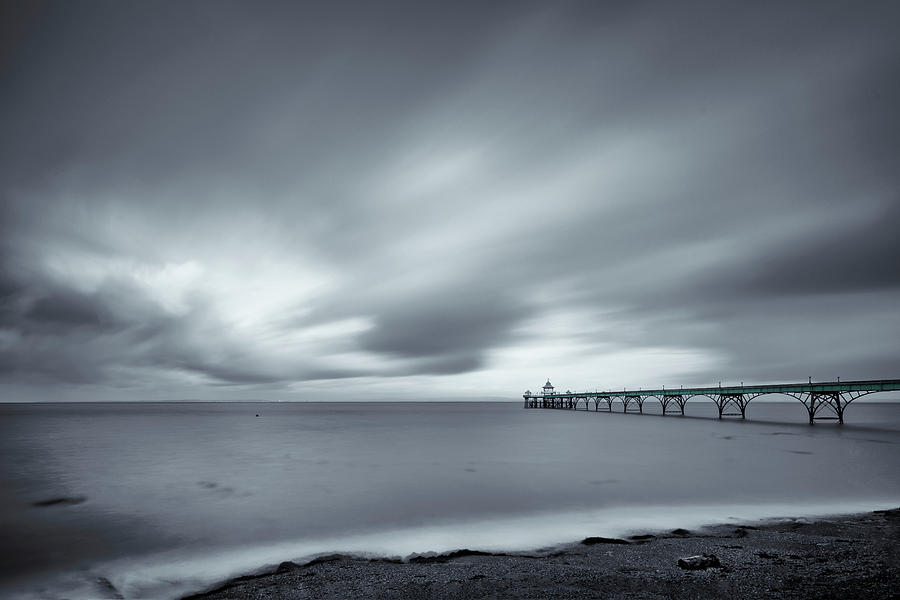 Clevedon pier in monochrome Photograph by Dominique Dubied