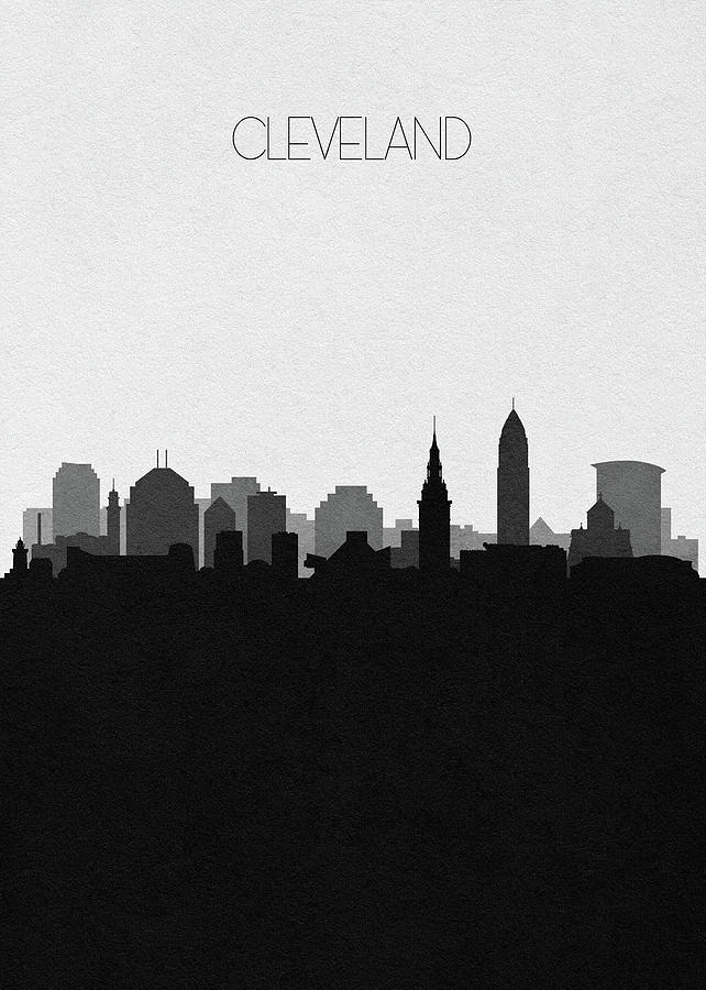 Cleveland Cityscape Art V2 Drawing by Inspirowl Design
