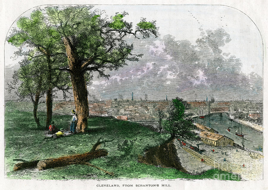 Cleveland, From Scrantons Hill, Ohio Drawing by Print Collector Cleveland, From Scrantons Hill, Ohio Drawing by Print Collector
