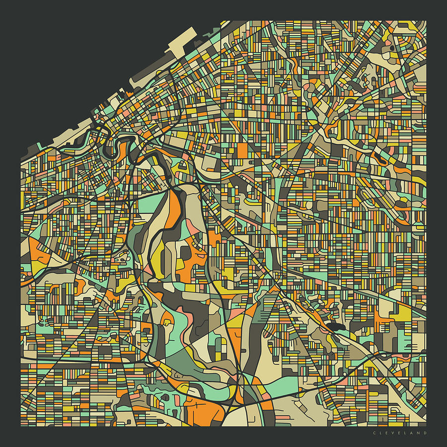 Cleveland Digital Art - Cleveland Map 2 by Jazzberry Blue