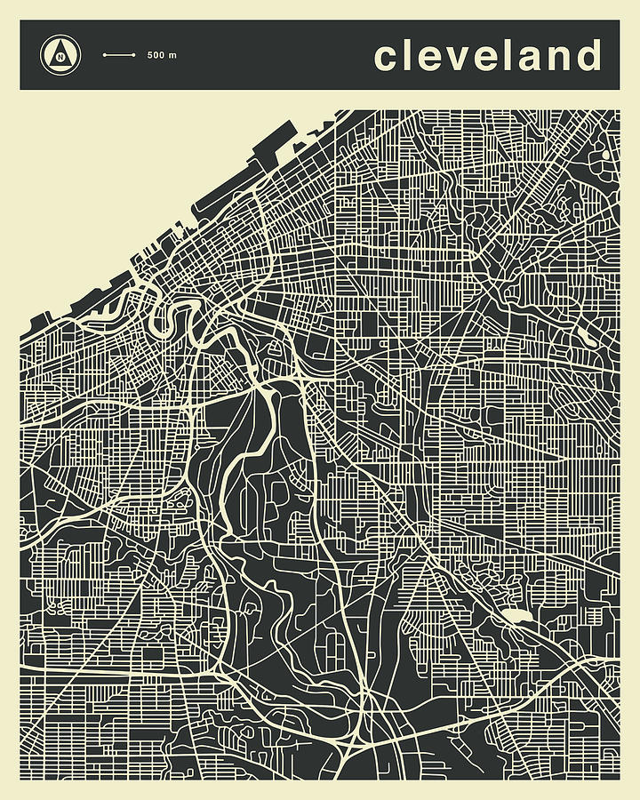 Cleveland Digital Art - Cleveland Map 3 by Jazzberry Blue