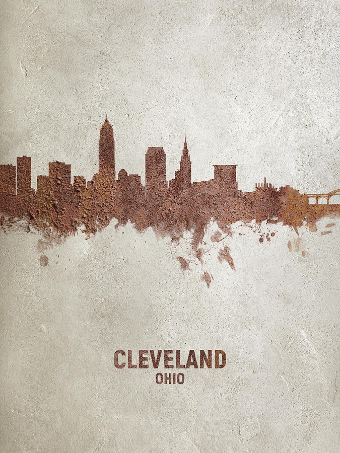 Cleveland Ohio Rust Skyline Digital Art by Michael Tompsett