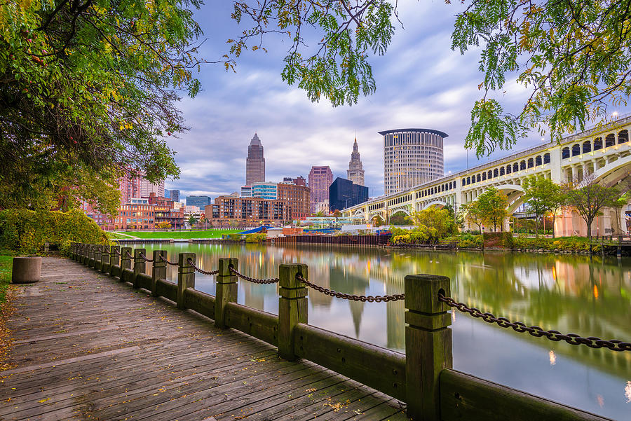 Cleveland Photograph - Cleveland, Ohio, Usa Downtown Skyline by Sean Pavone