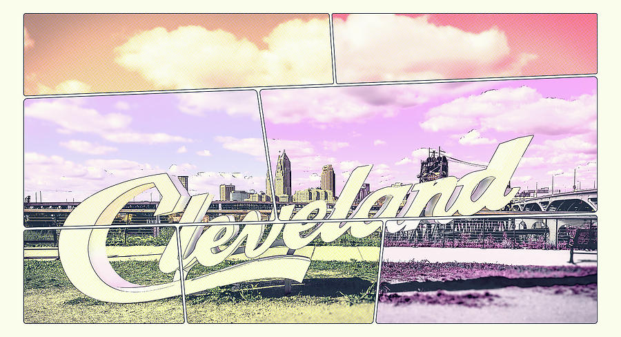 Cleveland sign 2 comic book edit Photograph by Michael Demagall