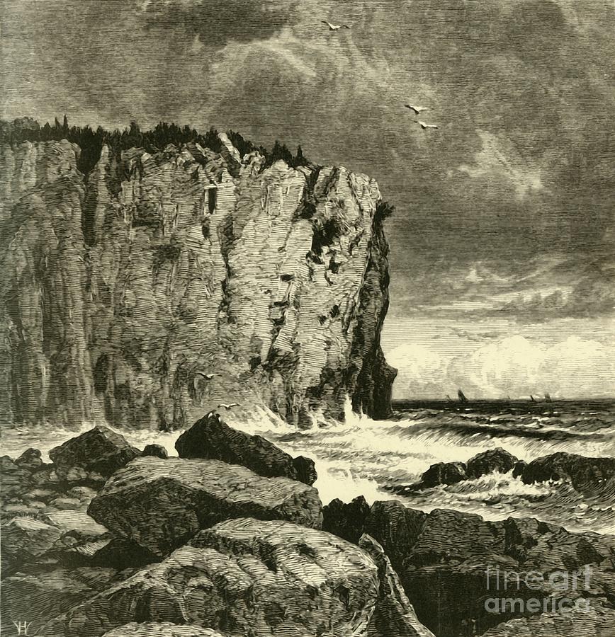 Cliff Near Beaver Bay Drawing by Print Collector