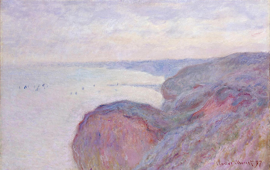 Cliff near Dieppe, Overcast Skies, 1897 Painting by Claude Monet - Pixels