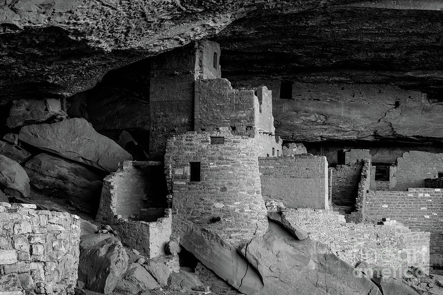 Cliff Palace North in Black and White Photograph by Jeff Hubbard