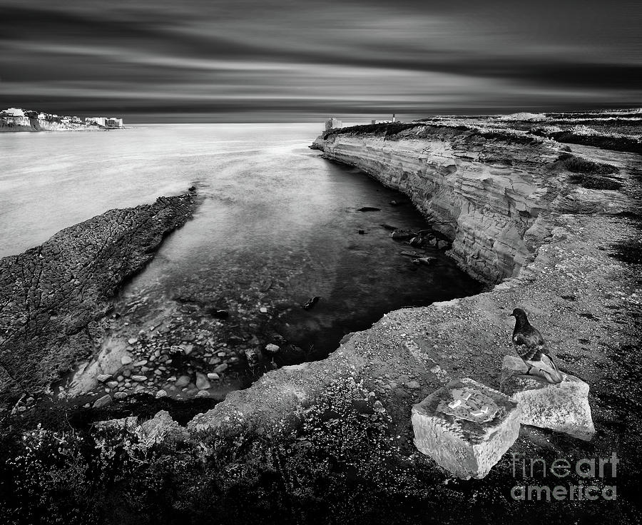 Cliffs and seascape in black and white long exposure by Stephan Grixti Cliffs and seascape in black and white long exposure by Stephan Grixti