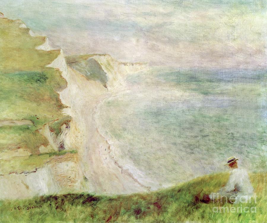 Cliffs At Pourville, 1879 By Renoir Painting by Renoir