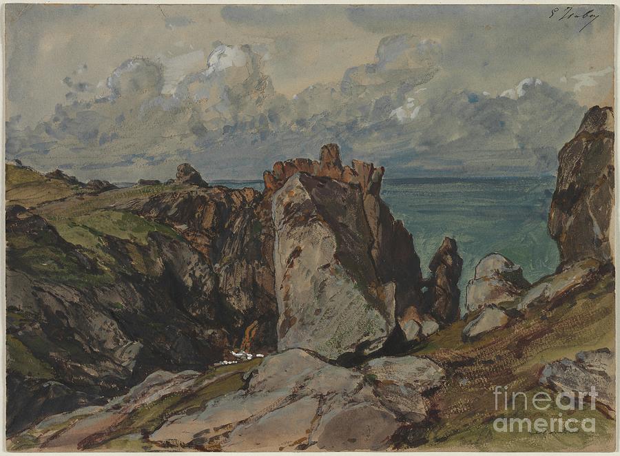 Cliffs By The Sea At Cézembre Drawing by Heritage Images