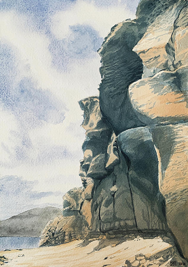 Arguineguin Painting - Cliffs By The Sea In Arguineguin, Gran Canaria by Sami Matilainen Arguineguin Painting - Cliffs By The Sea In Arguineguin, Gran Canaria by Sami Matilainen
