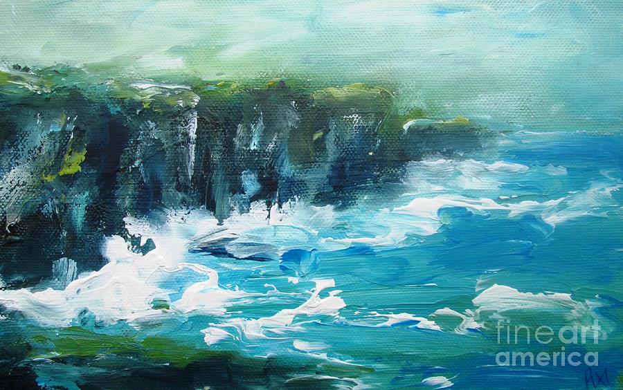 Painting Of Cliffs Of Moher Clare  Ireland Www.pixi-art.com Painting by Mary Cahalan Lee - aka PIXI