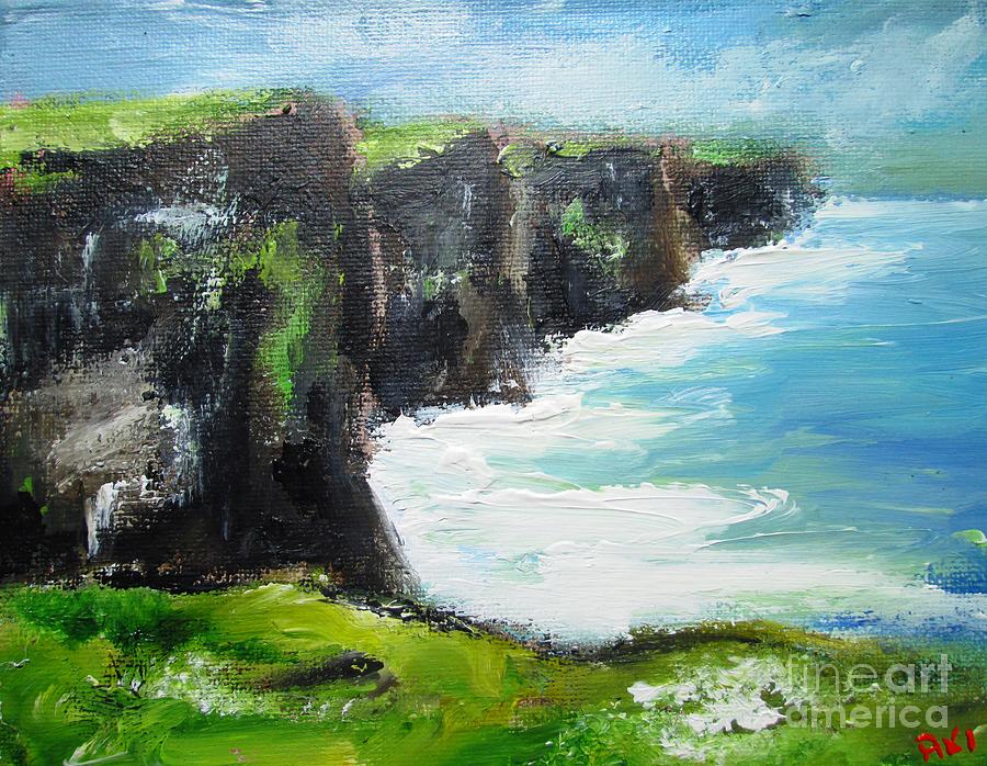 Painting Of Cliffs Of Moher Painting  Painting by Mary Cahalan Lee - aka PIXI