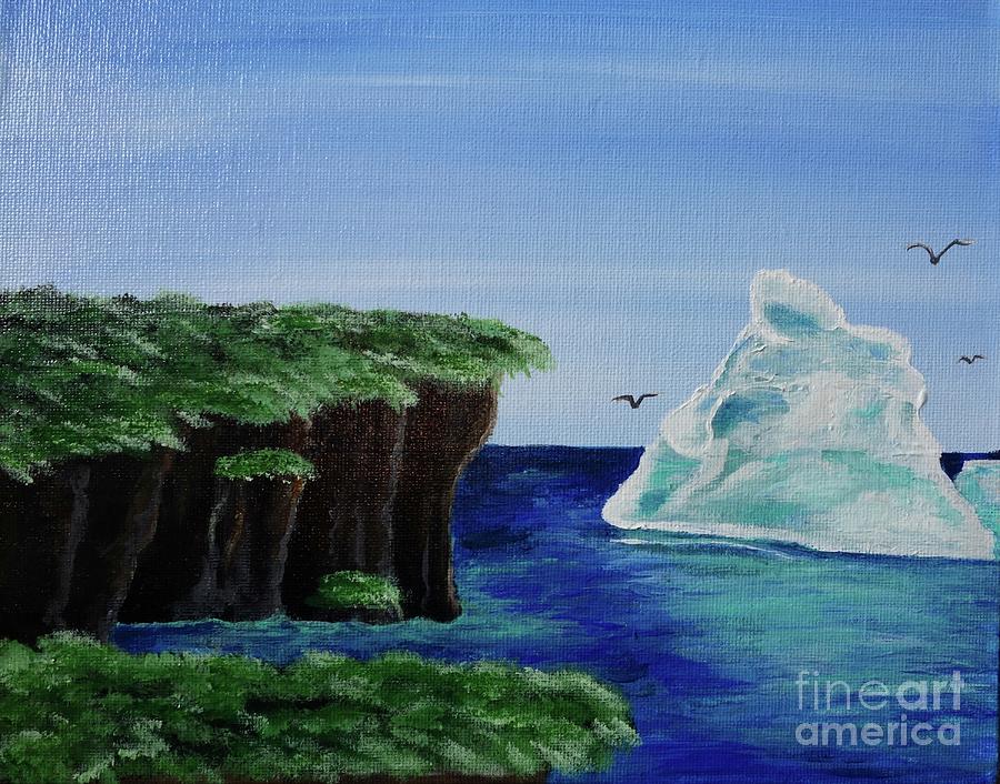 Cliffs With Iceberg Painting by Jacqueline Athmann