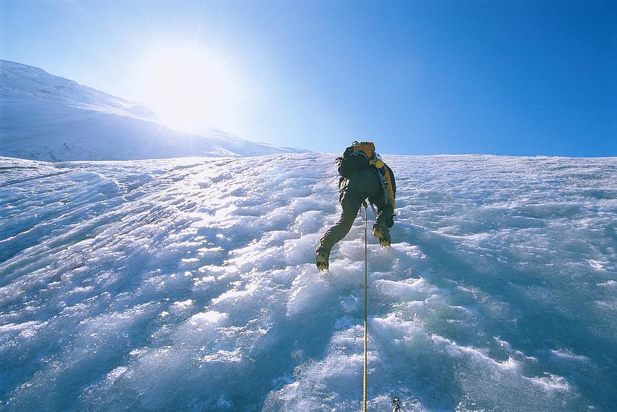 Climber At Mt Sir Sandford, Canada Digital Art by Udo Bernhart
