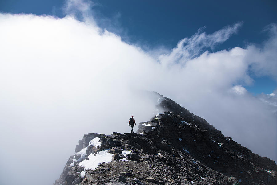 Climber At Summit Of†mount Photograph by Dan Rafla | Fine Art America