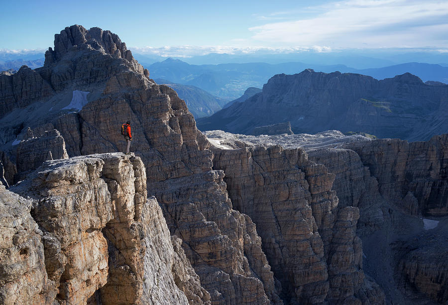 Climber Watching Mountain Range Photograph by Buena Vista Images