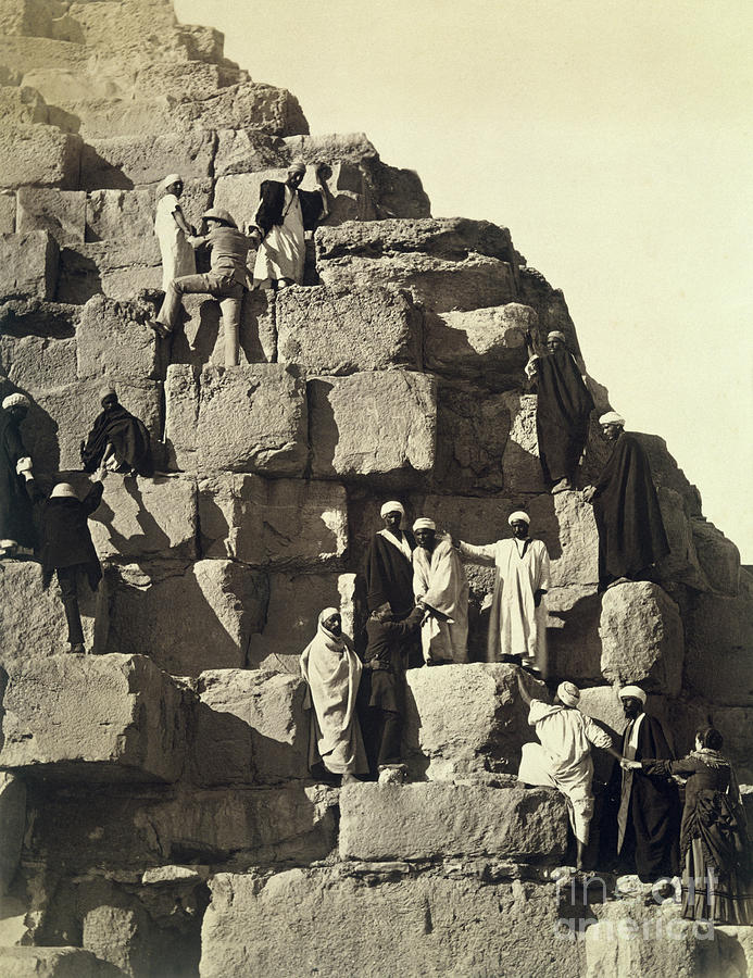 Climbing The Pyramids, 1878 Photograph by English Photographer - Fine ...