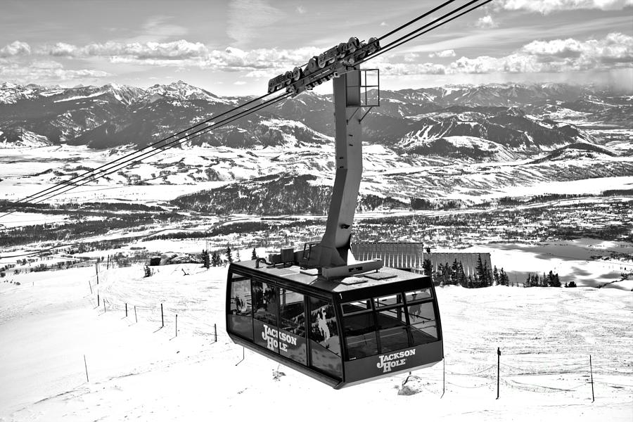 Climbing To The Top Of Jackson Hole Black And White Photograph by Adam Jewell