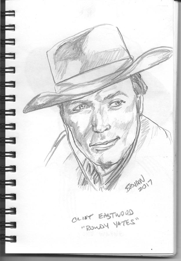 Clint Eastwood Drawing by Bryan Bustard