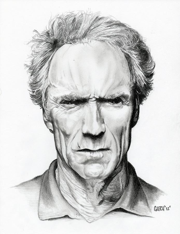 Clint Eastwood Drawing by Lantz Fisk