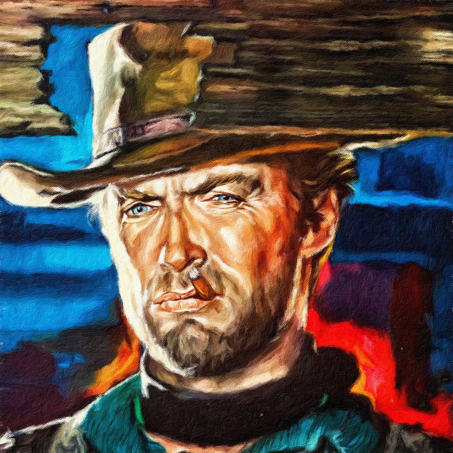 Clint Eastwood, portrait Painting by Vincent Monozlay