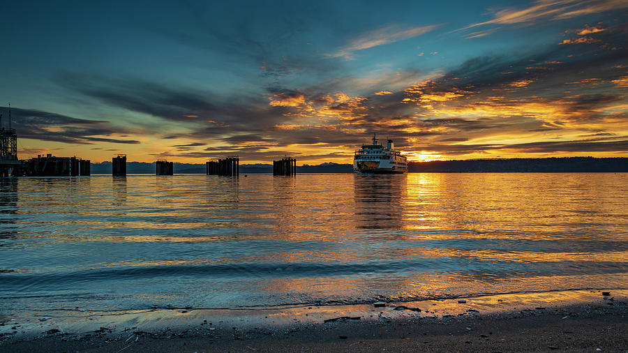Clinton Ferry Sunrise Photograph by Bob VonDrachek
