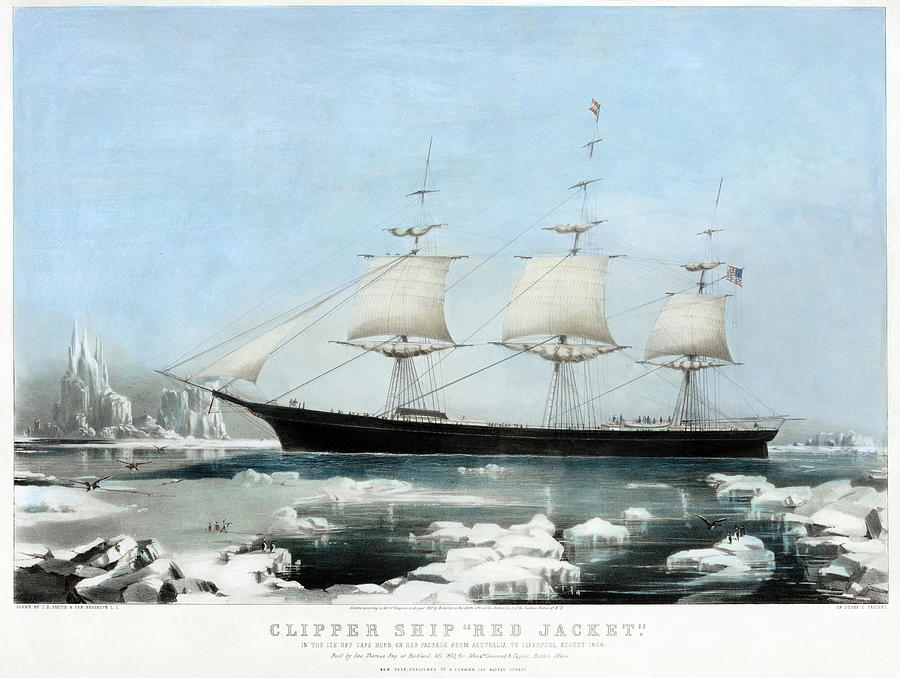Clipper Red Jacket, 1855 Painting by Joseph B. Smith Clipper Red Jacket, 1855 Painting by Joseph B. Smith