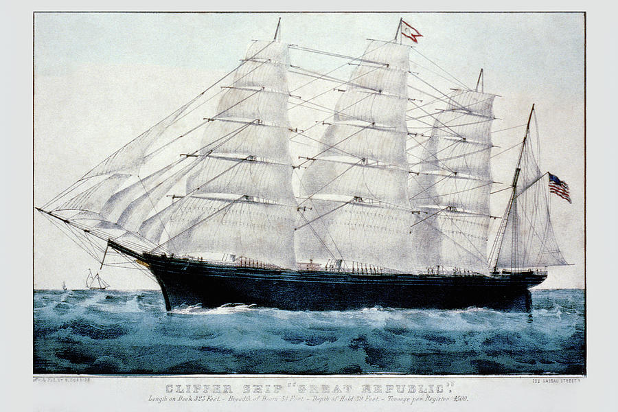 Clipper Ship Great Republic Painting by Nathaniel Currier