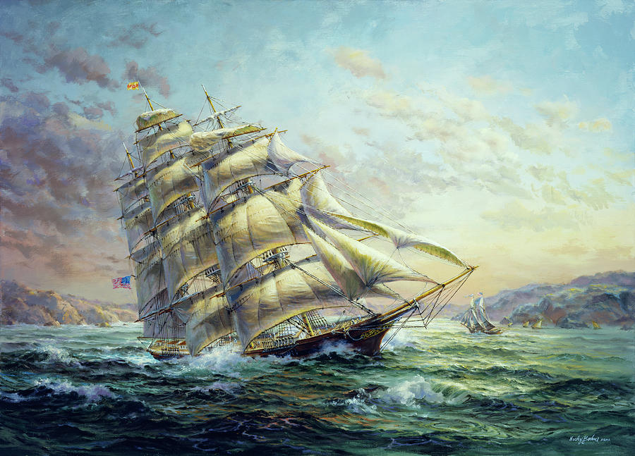 Flag Painting - Clipper Ship Surprise by Nicky Boehme