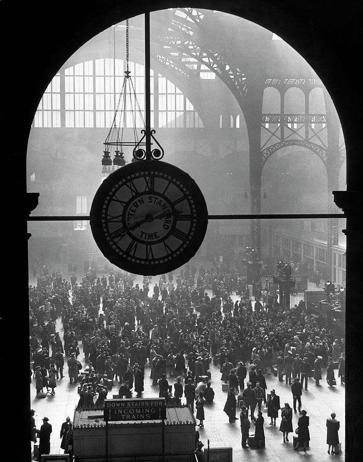 New York City Photograph - Clock in Pennsylvania Station. by Alfred Eisenstaedt