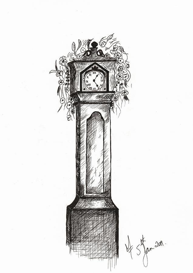 grandfather clock drawing