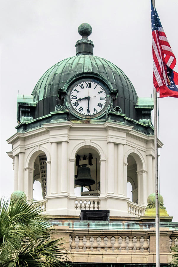 Architecture Photograph - Clock Tower at Brunswick Georgia Courthouse by Mary Ann Artz