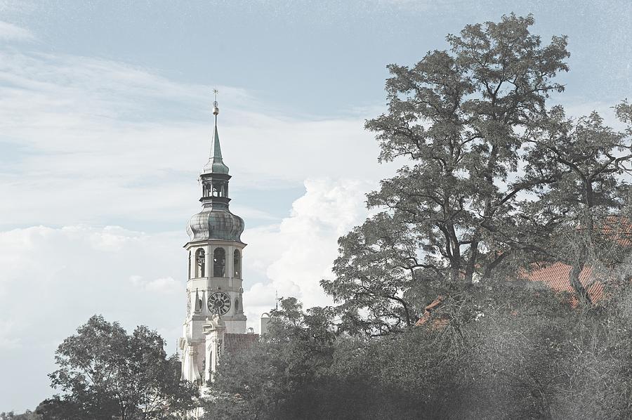 Clock Tower  of Loreta. Prague Vintage Photograph by Jenny Rainbow