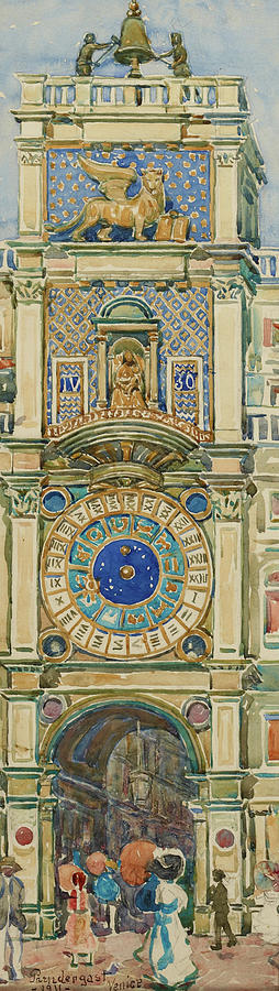Usa Painting - Clock Tower, Saint Marks Square, Venice - Digital Remastered Edition by Maurice Brazil Prendergast Usa Painting - Clock Tower, Saint Marks Square, Venice - Digital Remastered Edition by Maurice Brazil Prendergast