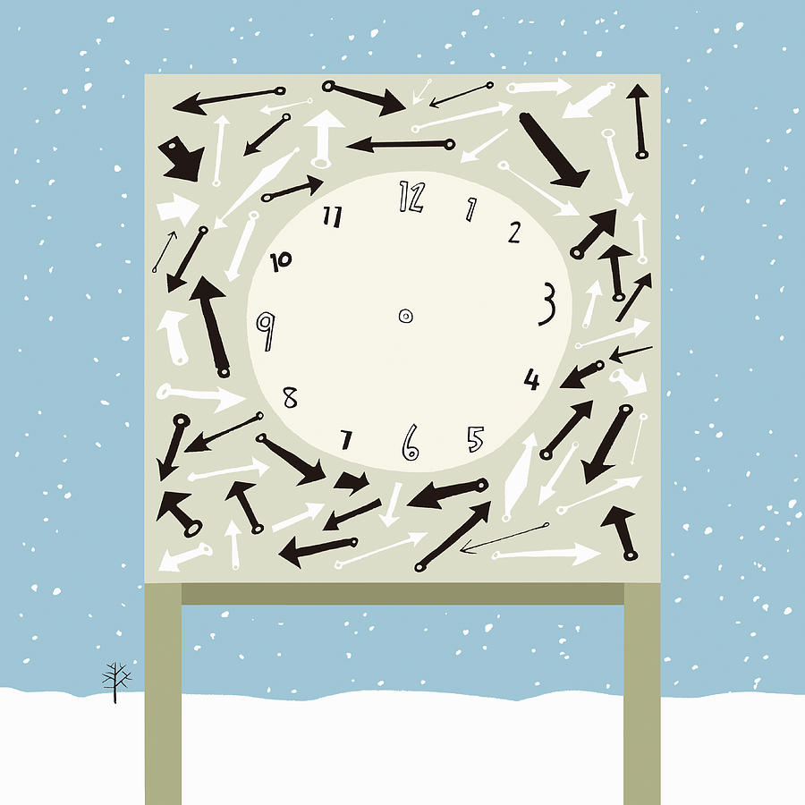 Clock With No Hands In Snow Photograph by Ikon Images