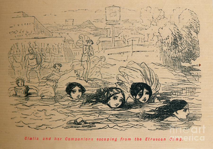 Cloelia And Her Companions Escaping Drawing by Print Collector