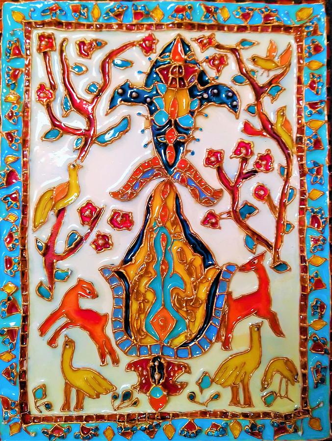 Cloisonne Painting - Cloisonne Style Forest Scene Painting by M B Cloisonne Painting - Cloisonne Style Forest Scene Painting by M B