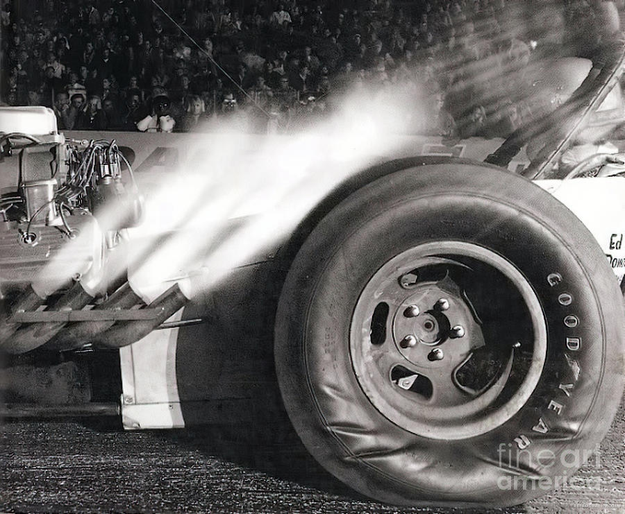 Close Up 1960s Dragster Flames From Exhaust Photograph by Retrographs