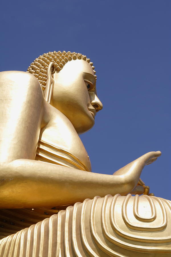 Close Up Of A Giant Gold Buddha Photograph by Ewenjc