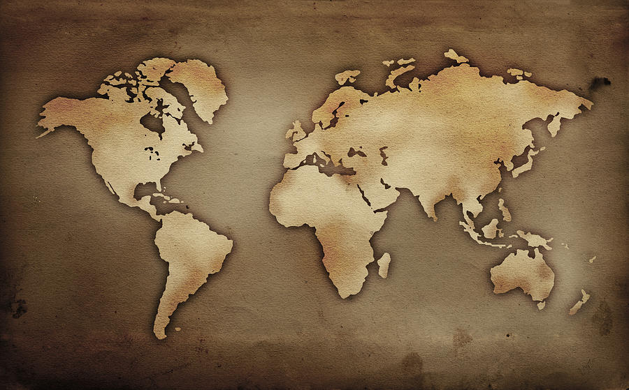 Close Up Of Antique World Map Photograph by Tetra Images
