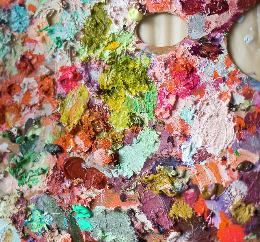 Close Up Of Artist Palette Covered In Photograph by Chris Parsons