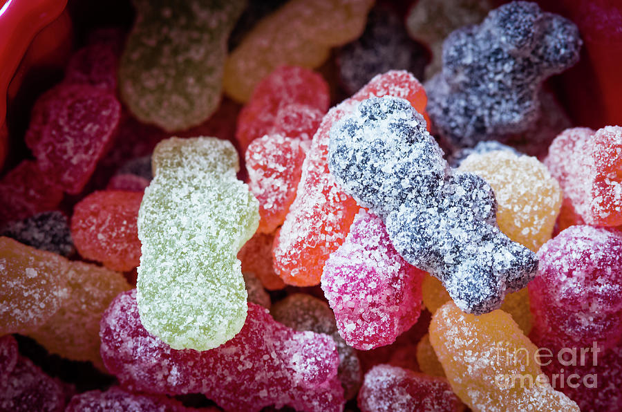 Candy Photograph - Close-up Of Colorful Gummy Bears by Adam Lay