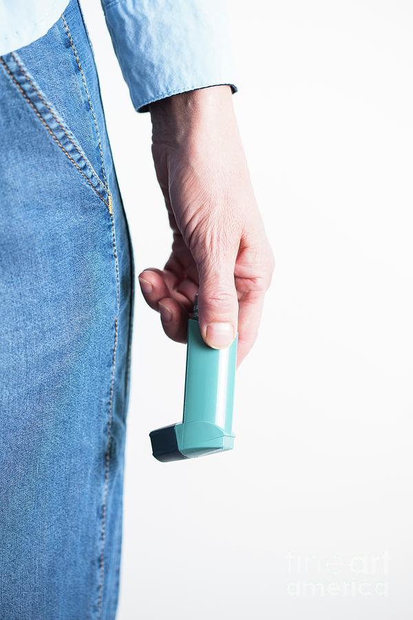 Close-up Of Hand Holding An Asthma Inhaler Photograph by Cristina Pedrazzini/science Photo Library