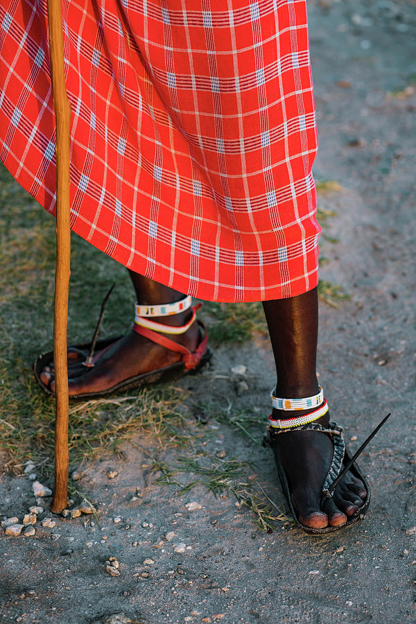 Close Up Of Maasai Warrior With A Traditional Sandals Photograph by ...