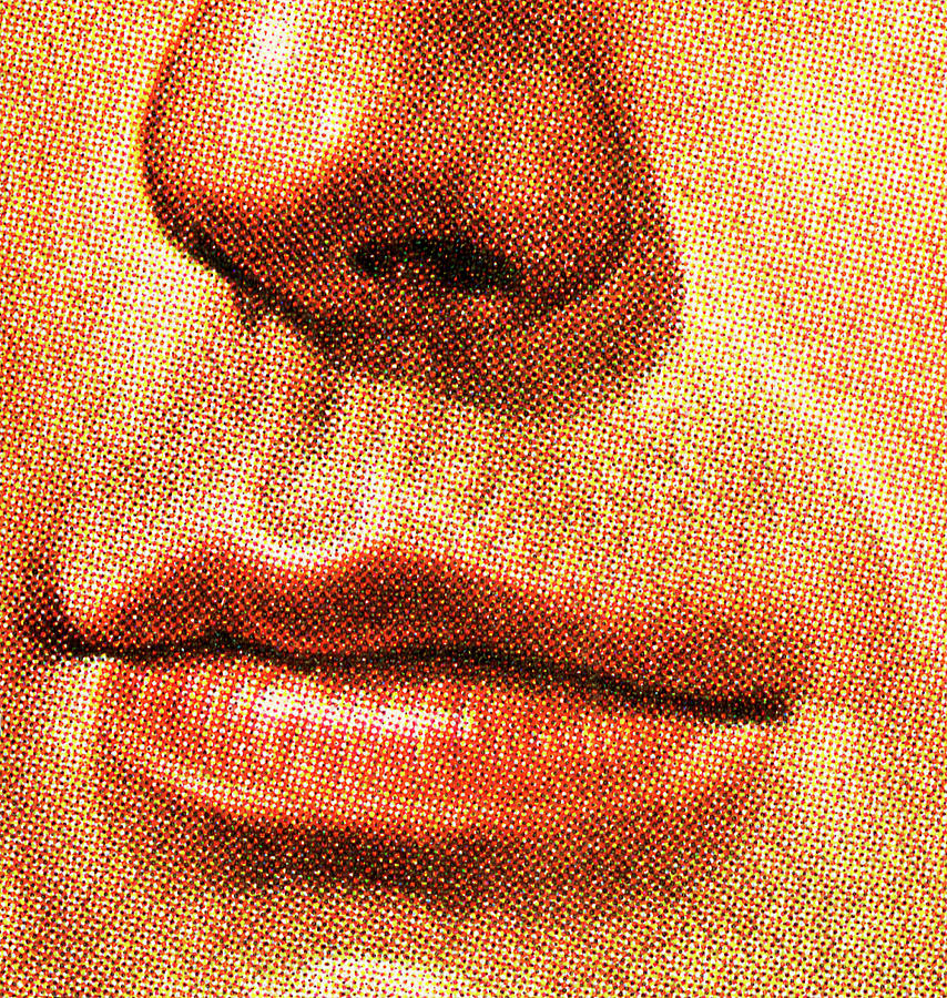 Vintage Drawing - Close up of Mans Nose and Mouth by CSA Images